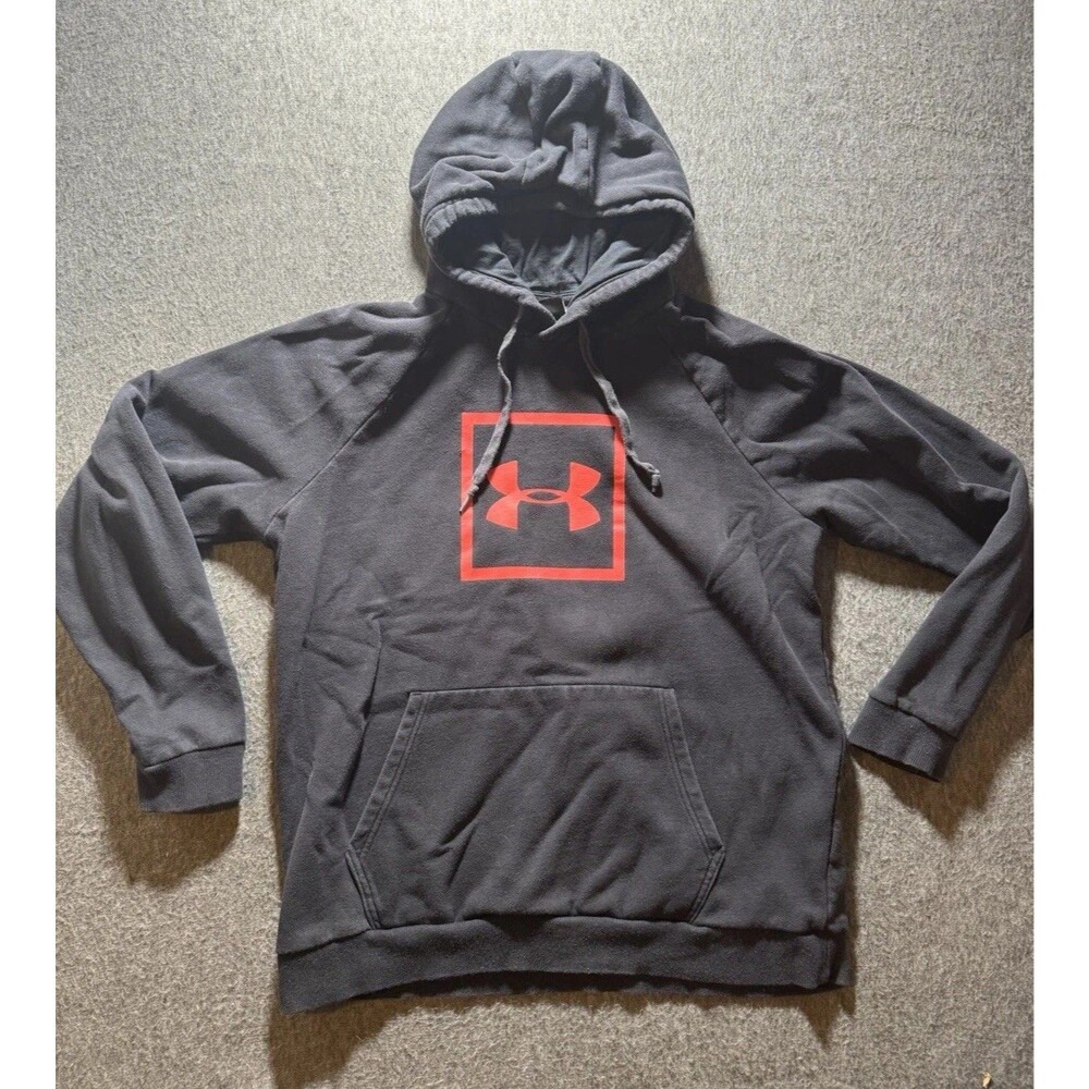 Under Armour Hoodie Men XL Black Red Sweatshirt Sweater Cotton  Baseball